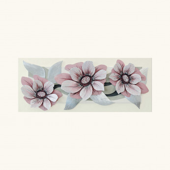 Artitalia Quadro in legno a tema materico in rilievo floreale foglia argento 155x65 