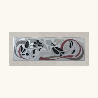 Artitalia Pannello iin legno con decori materici e foglia argento "Espression II" 155x65 