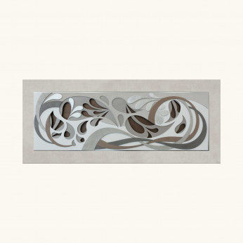 Artitalia Quadro in rilievo con decori materici e foglia argento "Espression I" 155x65