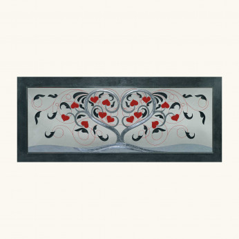 Artitalia Quadro in legno albero della vita in rilievo dettagli foglia argento 155x65 