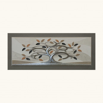 Artitalia Quadro contemporaneo in rilievo con decori resina e foglia argento 155x65