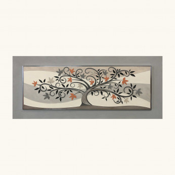 Artitalia Pannello in legno in stile moderno con albero della vita dettagli argento 155x65