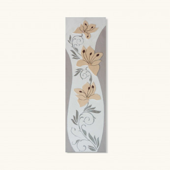 Artitalia Quadro moderno verticale con decoro materico a fiori in rilievo 140x40