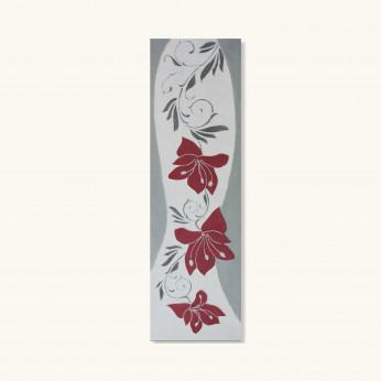 Artitalia Quadro verticale moderno con decoro materico a fiori in rilievo 140x40 