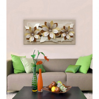 Artitalia Quadro contemporaneo decoro materico dettagli foglia argento