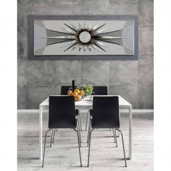 Artitalia Quadro contemporaneo tema a rilievo decorato in resina e foglia argento 155x65
