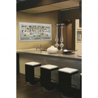 Artitalia Quadro in legno albero della vita in rilievo dettagli foglia argento 155x65 