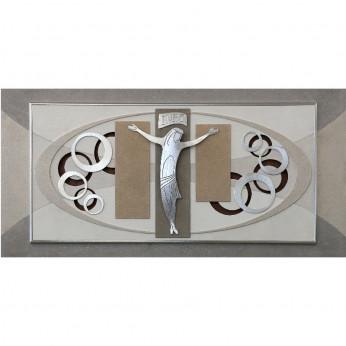 Artitalia Quadro contemporaneo materico tema in rilievo decori in foglia argento 120x60