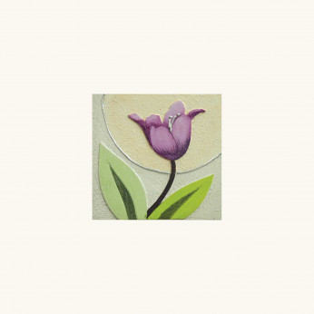 Artitalia Quadretto con tema floreale in rilievo decoro materico e foglia argento 35x35