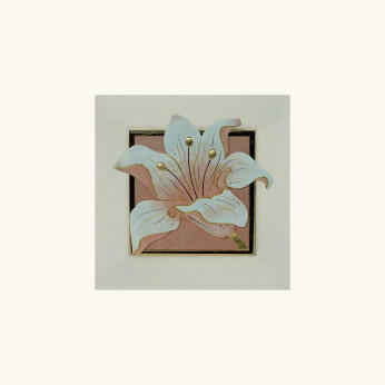 Artitalia Quadretto materico in legno a tema in rilievo floreale foglia oro 35x35