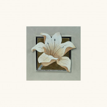 Artitalia Quadretto materico in legno a tema in rilievo floreale foglia argento 35x35 