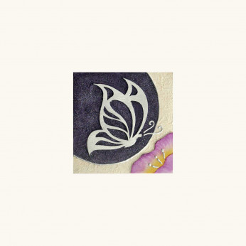 Artitalia Quadretto con tema a Farfalle in rilievo decoro materico e foglia argento 35x35