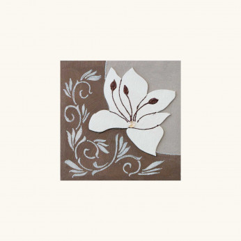 Artitalia Quadretto in rilievo decoro floreale materico dettagli glitter argento 35x35