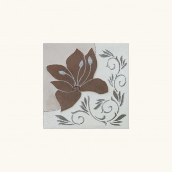 Artitalia Quadretto decoro floreale in rilievo materico dettagli glitter argento 35x35 