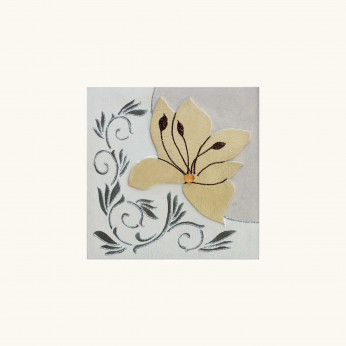 Artitalia Quadretto decoro floreale in rilievo materico dettagli glitter argento 35x35