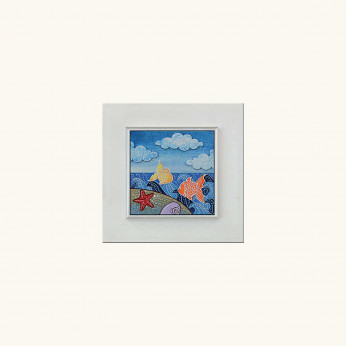 Artitalia Quadretto moderno con tema Estate materico con colori fluorescenti 35x35 