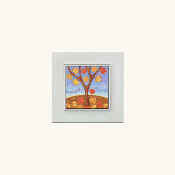 Artitalia Quadretto con tema Autunno stile materico con colori fluorescenti moderno 35x35 