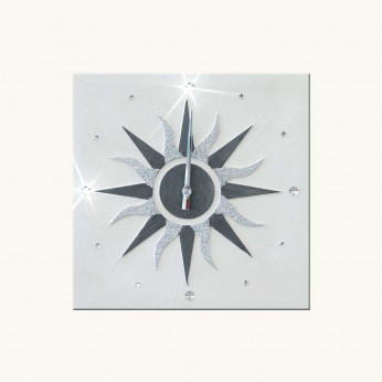 Artitalia Orologio da parete a tema il Sole in rilievo decori materici e glitter argento