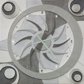 Artitalia Orologio da parete moderno in rilievo decori materici e foglia argento "Astral"