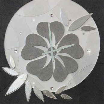 Artitalia Orologio da parete moderno materico in rilievo dettagli foglia argento "Flower"