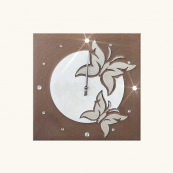 Artitalia Orologio da parete a tema Farfalle in rilievo decori materici e glitter argento