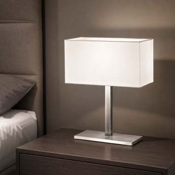 Perenz Abatjour moderna in cromo spazzolato con paralume in PVC per camera da letto Para Hotel