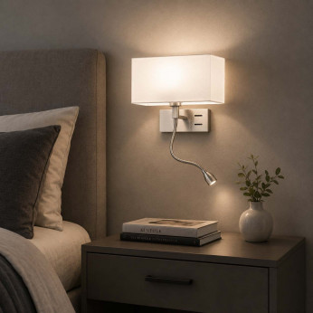 Perenz Applique con braccio a LED cromo spazzolato per camera da letto lato sinistro Para Hotel