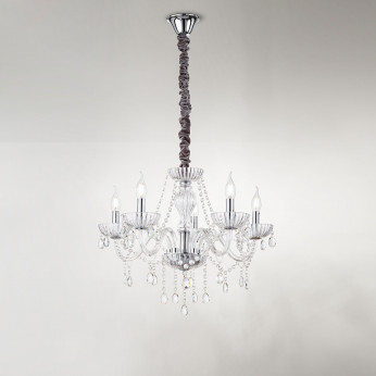 Perenz Lampadario in metallo 5 braccia in vetro soffiato pendagli decorati in vetro Venezia