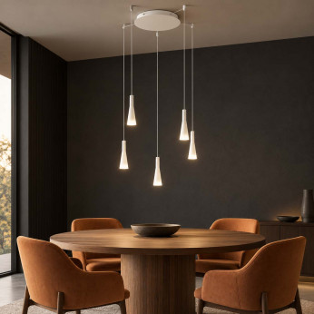 Perenz Lampadario moderno a ragno struttura in metallo e 5 diffusori pendenti a led Cone