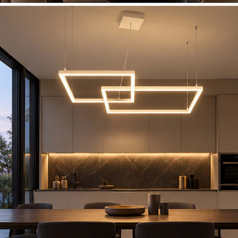 Perenz Lampadario moderno in metallo con doppio diffusore led quadrato Cross