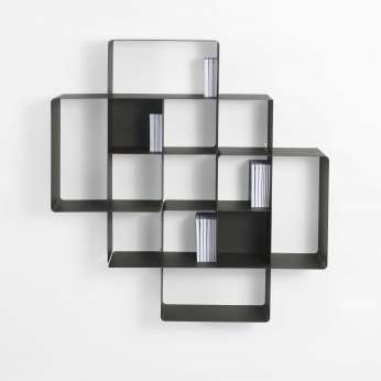 Pezzani Libreria da parete in acciaio verniciato dal design moderno composizione n.2 Mondrian