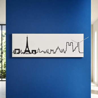 Progetti Orologio da parete con pannello in legno Parigi Skyline