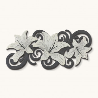 Artitalia Quadro in legno decori materici fiori in rilievo dettagli foglia argento 155x65