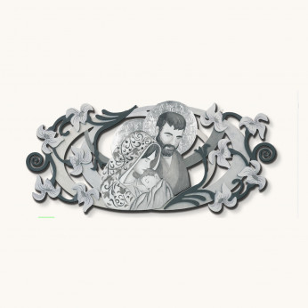 Artitalia Capezzale la sacra famiglia in rilievo e dettagli in legno foglia argento 155x65