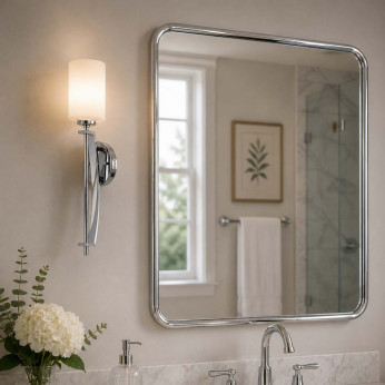 Quoizel Applique LED da parete grande in acciaio e diffusore in vetro opalino a 1 luce Taylor