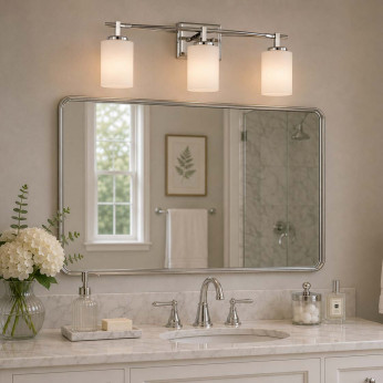 Quoizel Applique LED da parete in acciaio con 3 diffusori cilindrici in vetro opalino Taylor