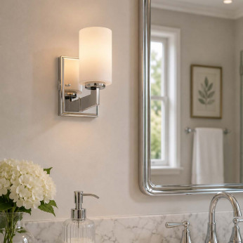 Quoizel Applique LED da parete piccola in acciaio e diffusore in vetro opalino a 1 luce Taylor