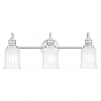 Quoizel Applique LED moderna per bagno in acciaio con 3 diffusori in vetro Swell