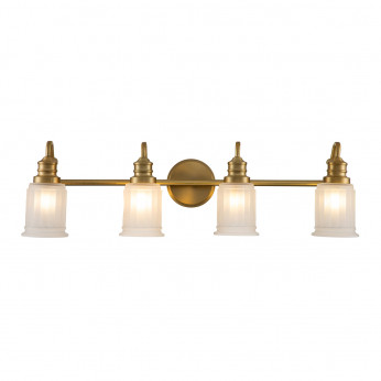 Quoizel Applique LED moderna per bagno in acciaio con 4 diffusori in vetro Swell
