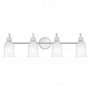 Quoizel Applique LED moderna per bagno in acciaio con 4 diffusori in vetro Swell