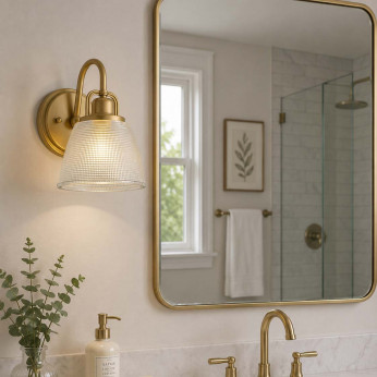 Quoizel Applique moderna per bagno con struttura in acciaio e diffusore in vetro Dublino