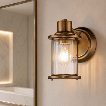 Quoizel Applique moderna per bagno struttura in acciaio e 1 diffusore in vetro Riggs
