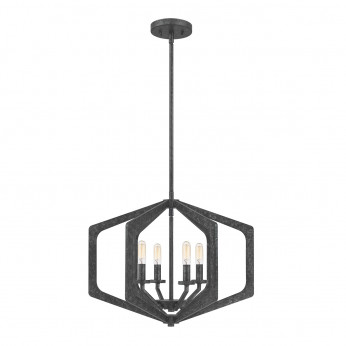 Quoizel Lampadario grande con struttura in acciaio e diffusore a 4 luci Vanguard