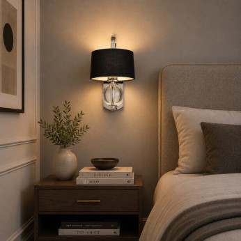 Quoizel Lampada da parete moderna in metallo con diffusore in lino a 1 luce LED G9 Uptown Carnegie