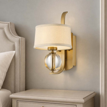 Quoizel Lampada da parete moderna in metallo con diffusore in lino a 1 luce LED G9 Uptown Carnegie
