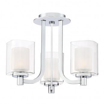 Quoizel Lampada da soffitto da bagno struttura in acciaio e 3 diffusori in vetro opalino Kolt