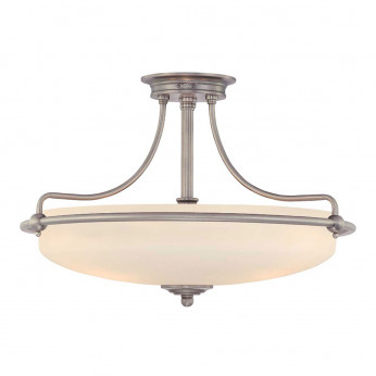 Quoizel Lampada da soffitto moderna grande in acciaio con diffusore in vetro 4 lampadine Griffin