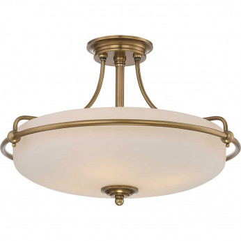 Quoizel Lampada da soffitto moderna grande in acciaio con diffusore in vetro 4 lampadine Griffin