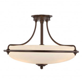 Quoizel Lampada da soffitto moderna grande in acciaio con diffusore in vetro 4 lampadine Griffin