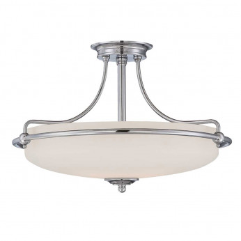 Quoizel Lampada da soffitto moderna grande in acciaio con diffusore in vetro 4 lampadine Griffin